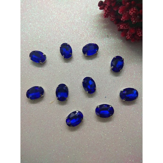 Стразы в цапах "Овал" цв. глубокий синий, цена за 1 шт